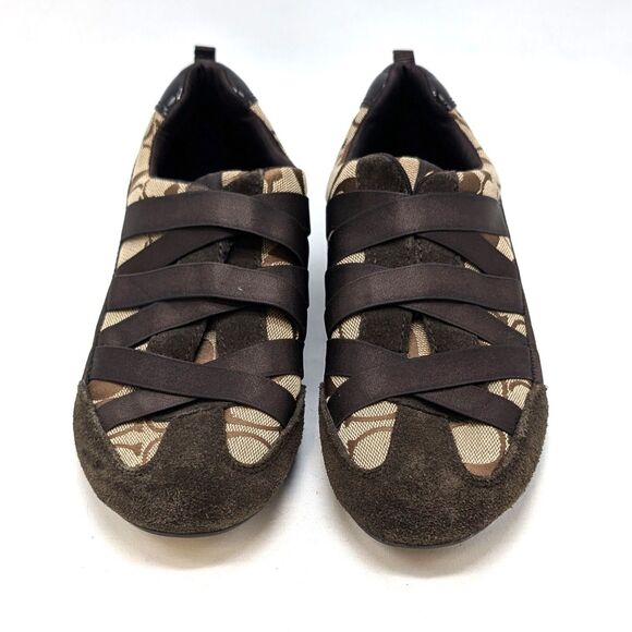 Coach Harmonie Signature Brown Tan Slip On Shoe A1251 Sneaker Womens Size 6M - Picture 2 of 7